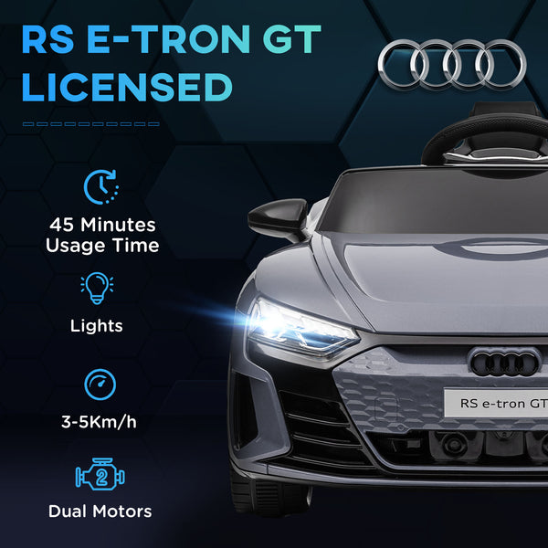 English Elm Aosom Licensed Audi 12v Electric Ride on Toy Car with Remote Suspension and Lights Gray W2225P229543