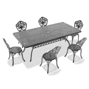 English Elm 7-Piece All-Weather Cast Aluminum Dining Set – Durable, Stylish, And Perfect For Outdoor Gatherings! W1710S00249