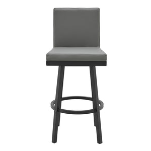 English Elm Corvin Modern Swivel Bar & Counter Stool — Gray Faux Leather, Matte Black Metal Frame, 26"/30" Height Options B2736P268547