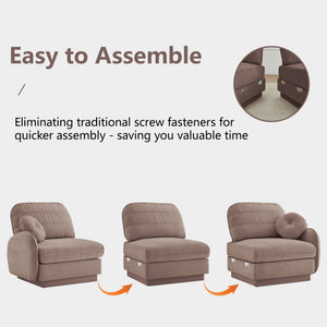 English Elm Chenille Cloud Modular Loveseat with Deep Foam Cushions Quilted Back and Ottoman Rose Dust W714S01775
