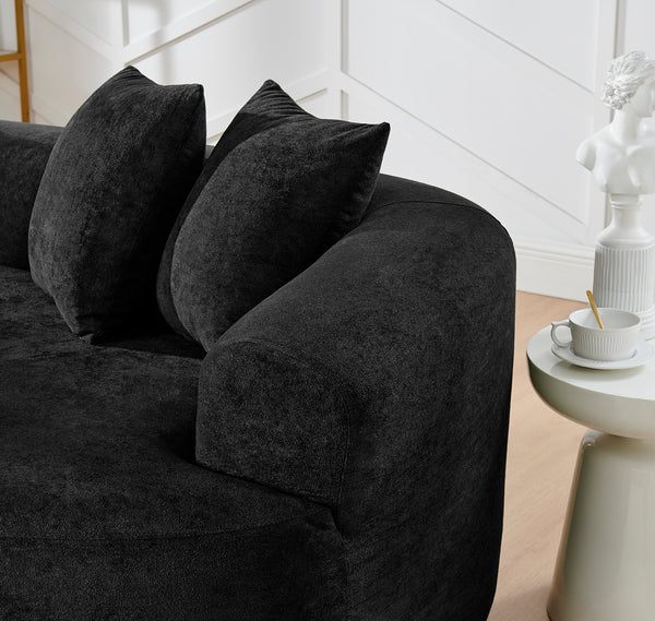 English Elm Modern Curved 4-Seater Sectional Sofa – Plush Chenille Comfort, Minimalist Design, No Assembly Needed W1413S00104