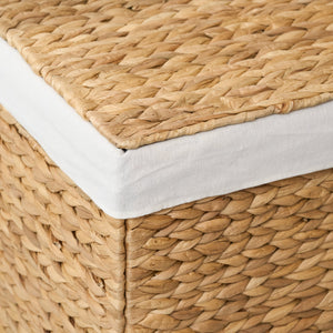English Elm Judas Handcrafted Water Hyacinth 2-Section Laundry Hamper - Stylish, Durable, And Lightweight Design B093P401354