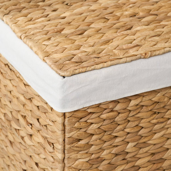 English Elm Judas Handcrafted Water Hyacinth 2-Section Laundry Hamper - Stylish, Durable, And Lightweight Design B093P401354