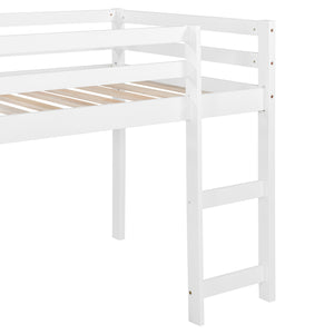 English Elm Loft Bed with Built-in Slide Solid Pine Twin Frame for Kids Bedroom Play N708P360093K