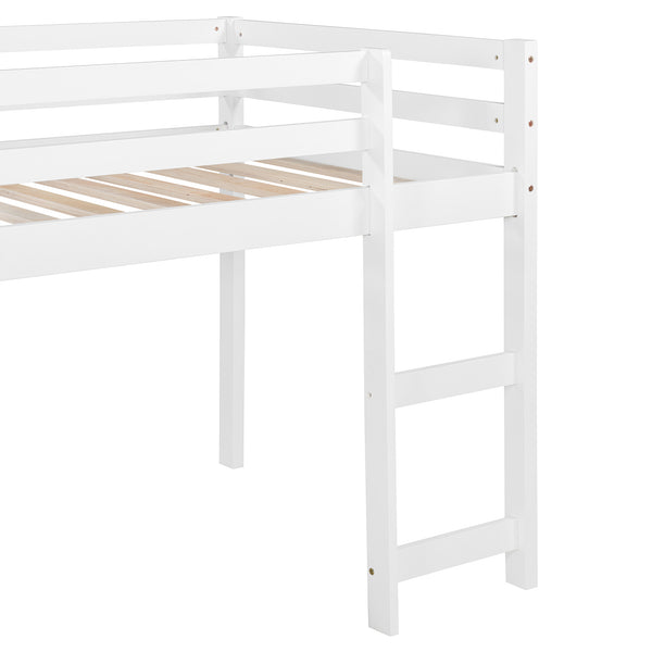 English Elm Loft Bed with Built-in Slide Solid Pine Twin Frame for Kids Bedroom Play N708P360093K