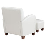 OSP Home Furnishings Aiden Chair & Ottoman Faux Leather Cream