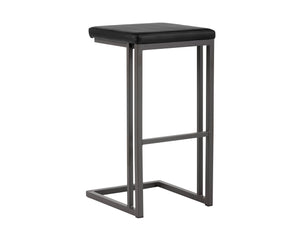 Sunpan Boone Modern Industrial Backless Stool Set of 2 - Durable Cantilever Design for Home or Bar Use Grey / Onyx