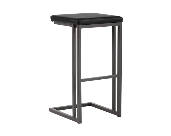 Sunpan Boone Modern Industrial Backless Stool Set of 2 - Durable Cantilever Design for Home or Bar Use Grey / Onyx
