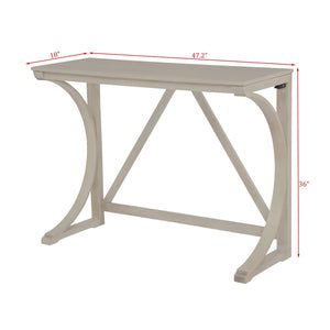 English Elm 3-piece Cottage Cafe Counter Set with Scroll Supports Cushioned Stools and Usb Charging Antique White B011P496728