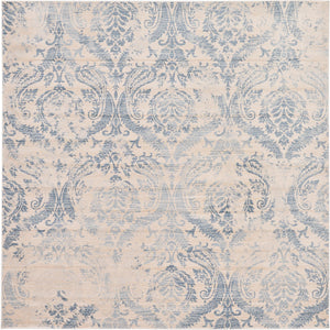 Unique Loom Paris Oak Machine Made Floral Rug Blue, Blue/Beige/Light Blue 8' 0" x 8' 0"