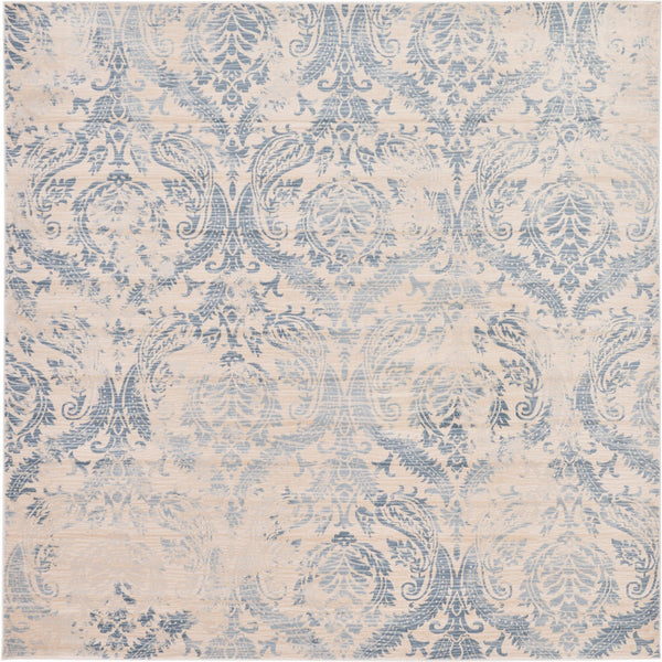 Unique Loom Paris Oak Machine Made Floral Rug Blue, Blue/Beige/Light Blue 8' 0" x 8' 0"