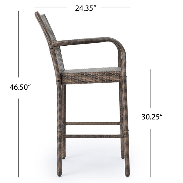 English Elm Christopher Knight Home® - Littleton Barstools Set Of 2 - Modern Wrapped-Wicker Style With Durable Iron Frame For Outdoors 57113.00MCA