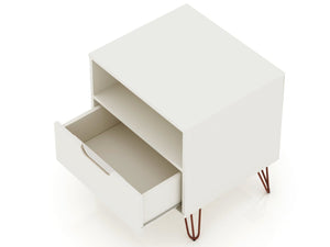 English Elm Rockefeller 20" Nightstand In Off White – Modern Farmhouse Charm With Metal Legs & Storage Solutions B365P398173-GIGA