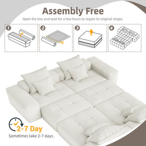 English Elm Modern Modular Sectional Sofa - Luxurious Chenille Fabric, 8 Pillows, No Assembly Needed, Beige/White W1885S00069