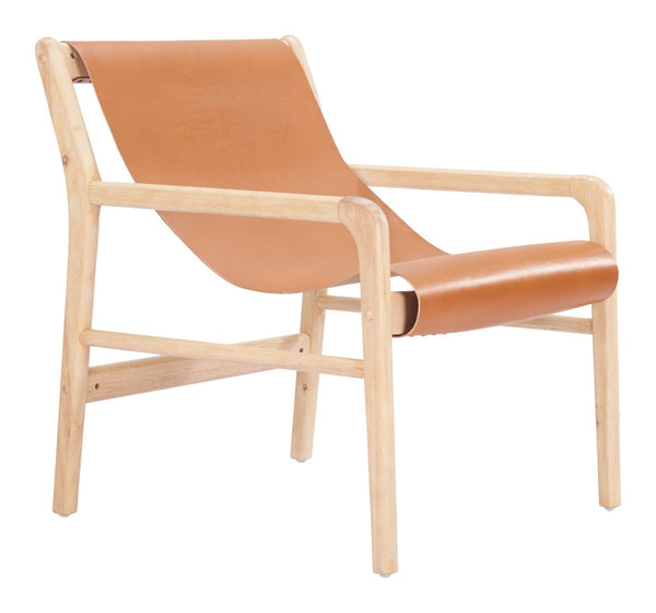 Doek Accent Chair Tan - Modern Leather Comfort with Rubberwood Frame for Stylish Hospitality Spaces