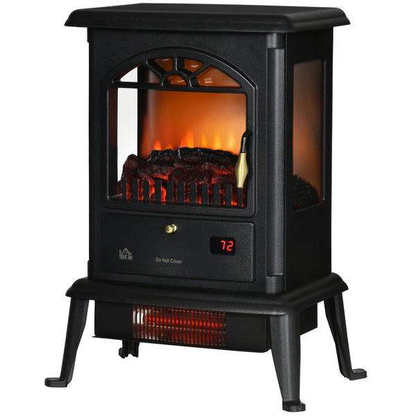 English Elm Homcom 23" Electric Infrared Fireplace Stove - Realistic Log Flame, Adjustable Heat, Timer, Safety Features W2225P249851