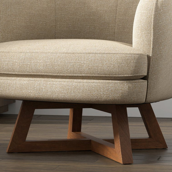 English Elm Swivel Barrel Accent Chair with X Base Foam Seat Neutral Beige Living Room Lounge B2709P496282