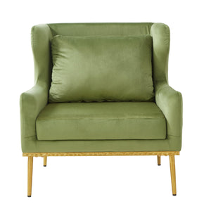 English Elm Modern Velvet Accent Chair Curved Arms Plush Cushion Upholstered Seat for Living Room Green N763P360686F