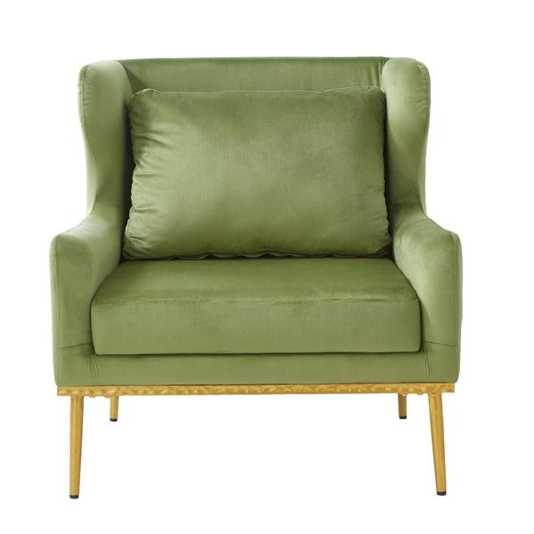 English Elm Modern Velvet Accent Chair Curved Arms Plush Cushion Upholstered Seat for Living Room Green N763P360686F