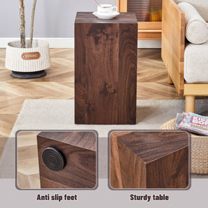 English Elm 12x12x20 Walnut Grain Mdf Accent Pedestal Table for Modern Living Room Decor W1151P408853