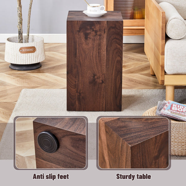 English Elm 12x12x20 Walnut Grain Mdf Accent Pedestal Table for Modern Living Room Decor W1151P408853
