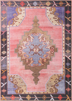 Unique Loom Timeless Thomas Machine Made Medallion Rug Pink, Black/Blue/Light Blue/Light Brown 7' 7" x 10' 6"