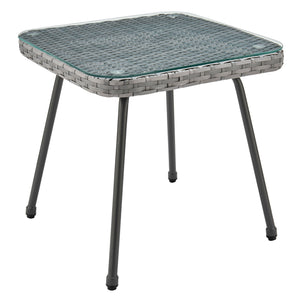 English Elm Cannes 3-Piece Conversation Set with Waterproof Removable Cushions, Tempered Glass End Table, Patio Stylish Grey B365P397647