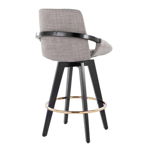 English Elm Fixed-height Swivel Counter Stools with Faux Leather Seats and Chrome Footrest Set of 2 B202S01805