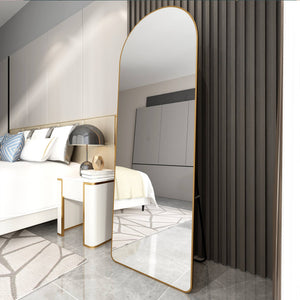 English Elm The Arched Gold Aluminum Full Length Floor Mirror for Bedroom Entryway Dressing Room W1151140053