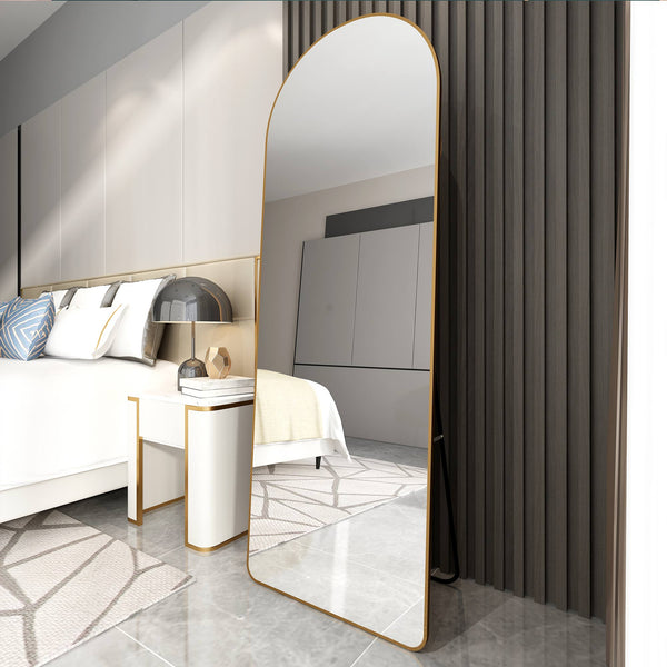 English Elm The Arched Gold Aluminum Full Length Floor Mirror for Bedroom Entryway Dressing Room W1151140053