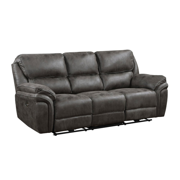 English Elm Plush Power Reclining Sofa Set 3 Piece Microfiber Living Room Usb Charging Suite Gray B011S01288