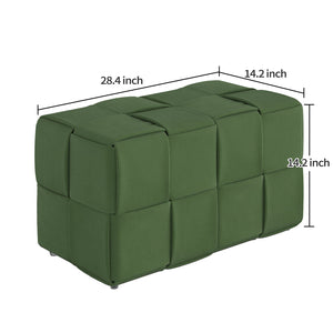 English Elm Ottoman Square Corduroy Upholstered Footrest with Ribbed Texture for Living Room Seating Green W3851P453270
