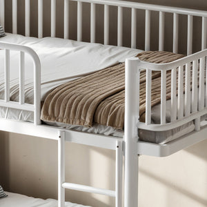 English Elm Twin Over Metal Bunk Bed with Led Lights Usb Ports Drawers and Sofa Conversion Light White W5305S00071