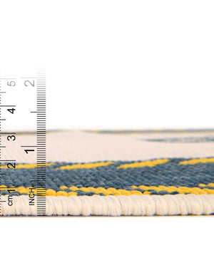 Unique Loom Outdoor Coastal Anchor Machine Made Border Rug Ivory, Yellow/Navy Blue 5' 3" x 8' 0"