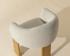 Sunpan Trine Dining Armchair - Luxurious Dove Cream Upholstery With Rustic Oak Base For Stylish Comfort Taupe Fabric 111747