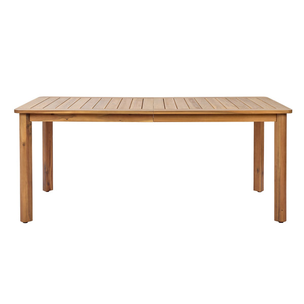 English Elm Rectangular Acacia Wood Outdoor Dining Table Seats 6 with Slatted Top for Patio Light Teak N768P374498L