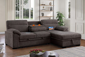 English Elm Kipriano Chenille Sleeper Sectional with Storage Chaise and Usb Console B2749S00358