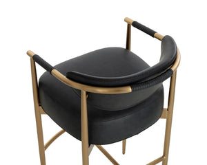 Sunpan Heloise Counter Stool - Elegant Faux Leather Design With Gold Stainless Steel For Modern Dining Spaces Black Faux Leather 111935