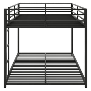 English Elm Full Over Low Profile Steel Bunk Bed with Guardrail and Integrated Ladder Black MF285536AAB