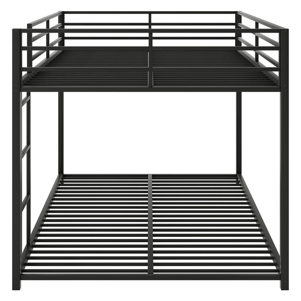 English Elm Full Over Low Profile Steel Bunk Bed with Guardrail and Integrated Ladder Black MF285536AAB