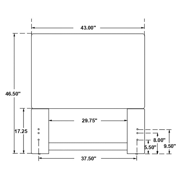 English Elm Sand Fabric Twin Headboard with Raised Flange Border for Modern Minimalist Bedrooms B062P153887