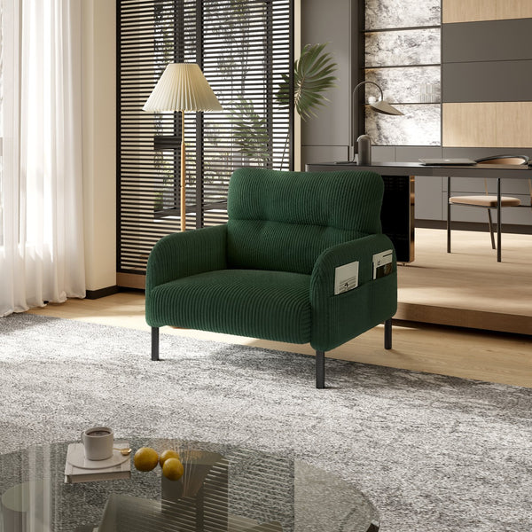 English Elm United We Win Corduroy Accent Chair Wide Seat Foam Cushion Living Room Lounge Emerald W1568P386163