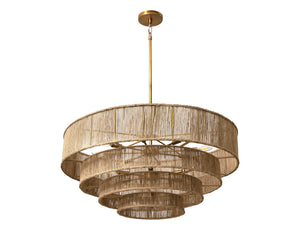 Sunpan Lumina Chandelier - Stunning 14-Bulb Design, Elegant Wall Mount, Perfect for Modern Home Décor Antique Brass, Natural Jute