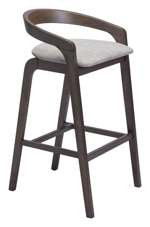 Zuo Modern Troy Barstool Set Of 2 In Dove Gray & Espresso - Chic, Comfortable Design For Modern Spaces Gray 100% Polyester,Rubberwood 110400-zuo-modern