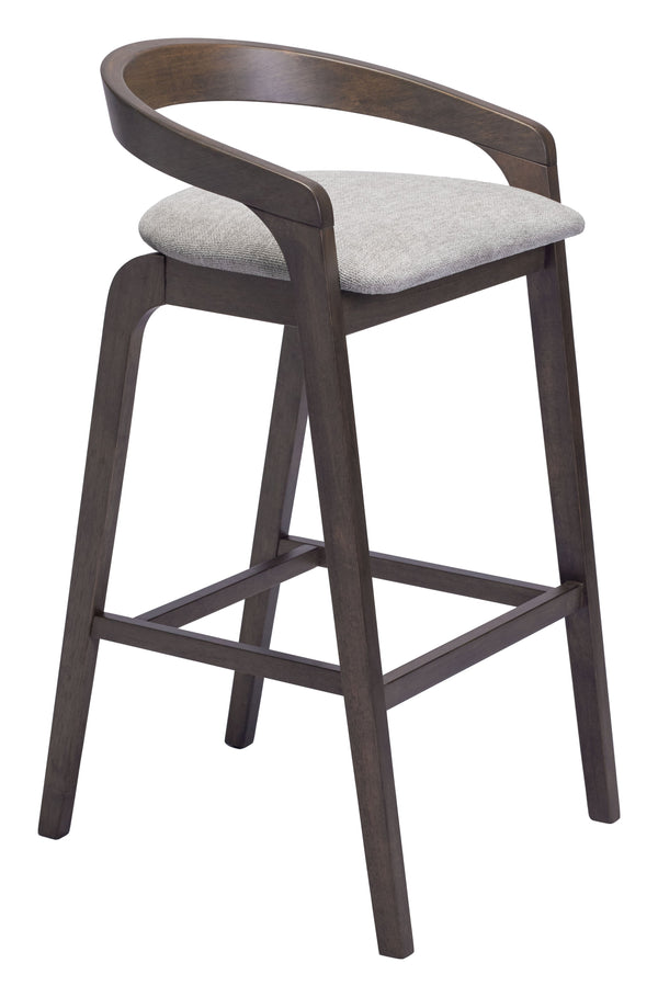 Zuo Modern Troy Barstool Set Of 2 In Dove Gray & Espresso - Chic, Comfortable Design For Modern Spaces Gray 100% Polyester,Rubberwood 110400-zuo-modern