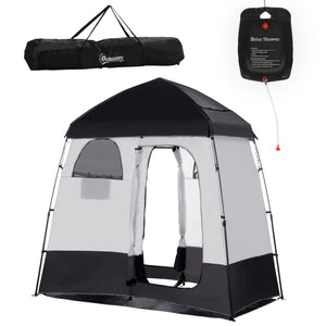 English Elm Outsunny Two Room Pop up Camping Shower Enclosure with Solar Bag and Waterproof Taffeta Walls W2225P200644