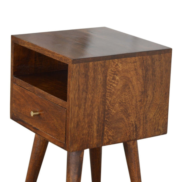 English Elm Solid Wood Mini Chestnut Nightstand With Nordic Legs - Stylish, Compact, Handcrafted Storage Solution B182P279309-GIGA