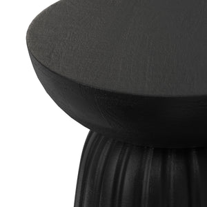 English Elm Boyd Solid Mango Wood Accent Table Hand Carved Artisan Piece for Modern Living Black B136P414662