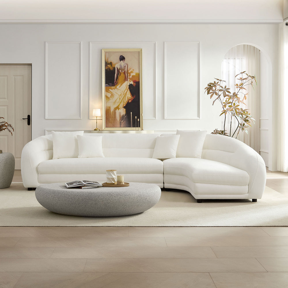 English Elm 125.2 Inch Modular L-shaped Sectional Sofa Polyester Upholstered Curved Living Room Couch W2582S00192