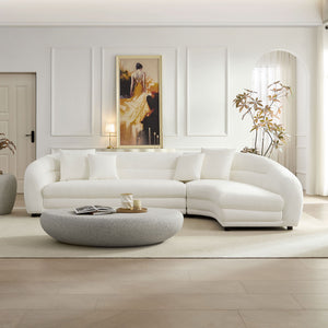 English Elm 125.2 Inch Modular L-shaped Sectional Sofa Polyester Upholstered Curved Living Room Couch W2582S00192